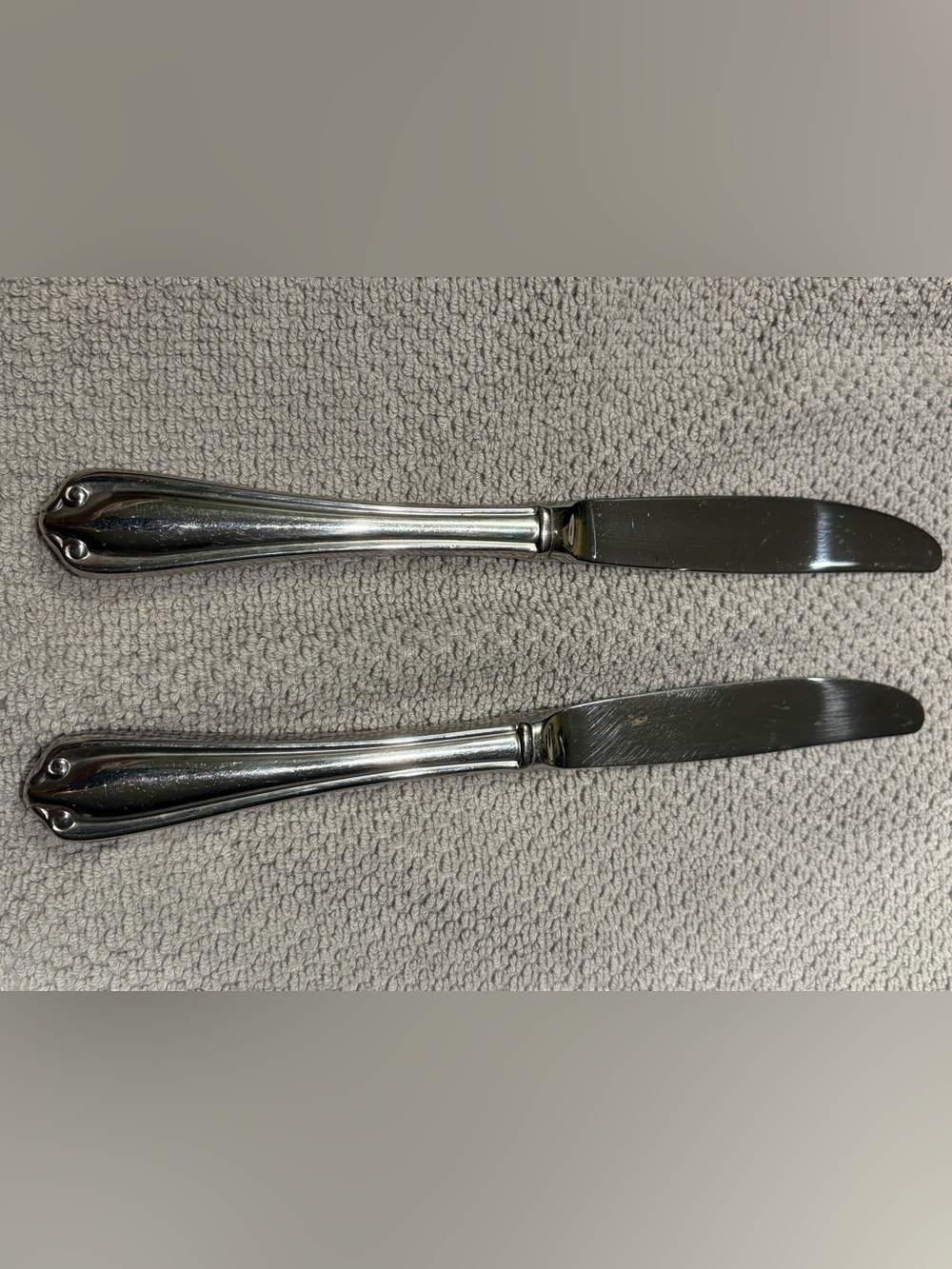 2 Gorham Polished Silver Stainless Steel Dinner Knives